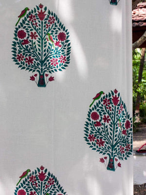 Kalpavriksha Block Printed Cotton Curtain - Pinklay