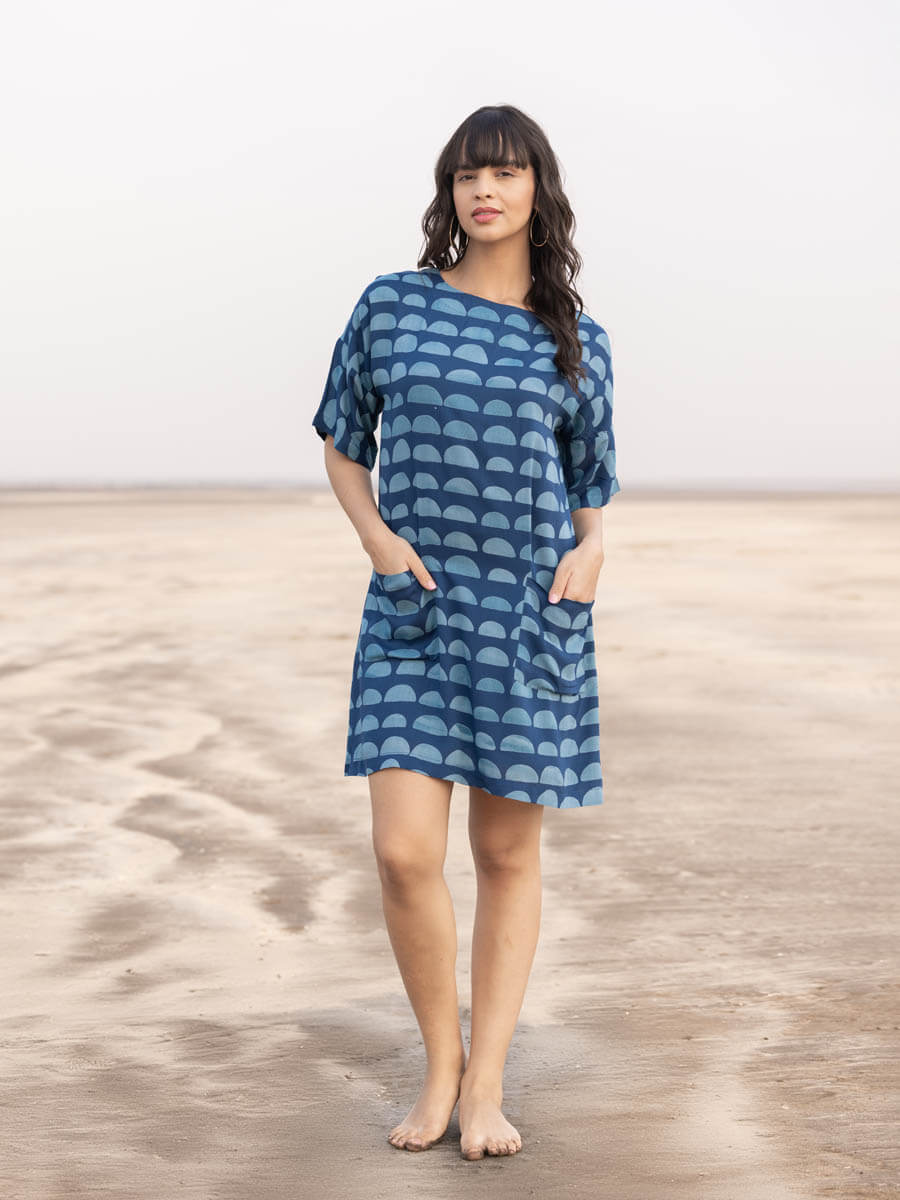 Blue Women Cotton Midi Dress XL Blue Women Cotton Midi Dress XL