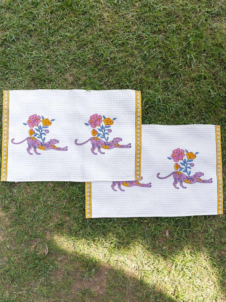 Set of 2 - Adbhut Block Printed Cotton Hand Towel - Pinklay