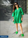 Anna Forest Green Cotton Midi Dress