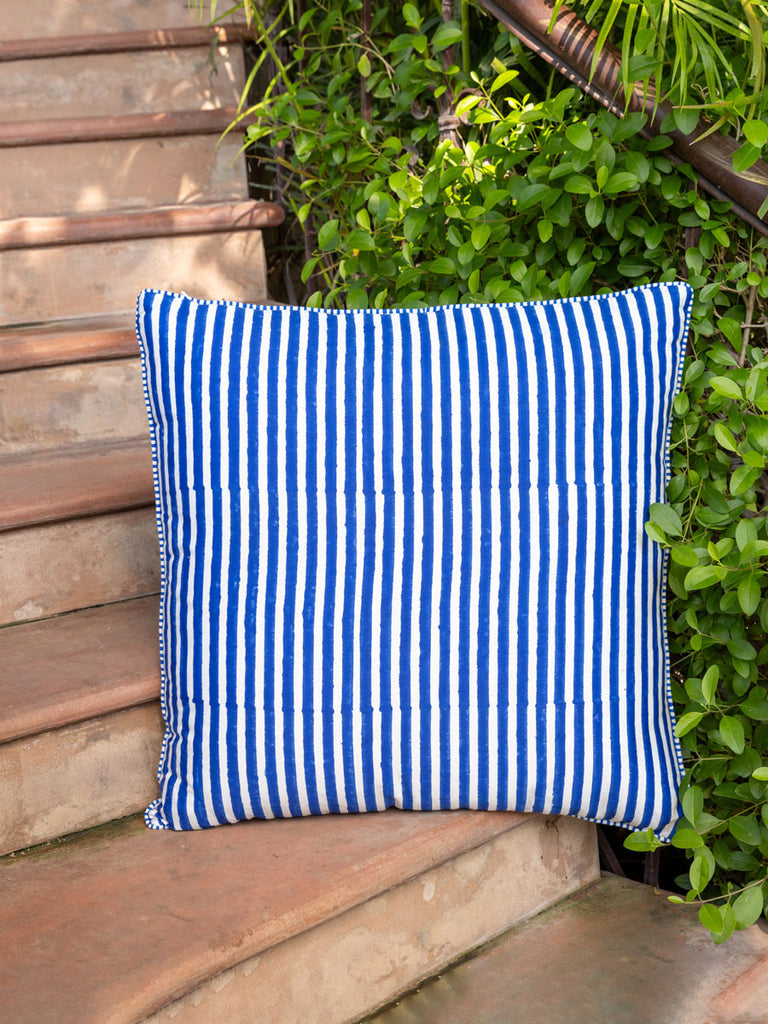 Anand Hand Block Printed Cotton Cushion Cover - 24 Inch
