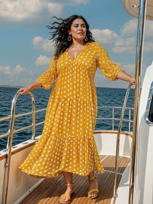 Bonjour Yellow Polka Modal Maxi Dress - Pinklay