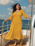 Bonjour Yellow Polka Modal Maxi Dress - Pinklay