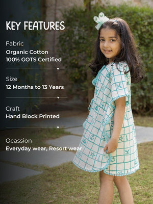 Dora Organic Cotton Block Printed Kaftan for Kids