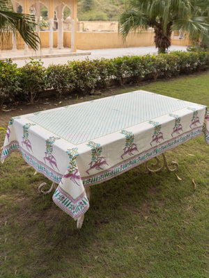 Ghazala Block Printed Cotton Table Cover - Pinklay