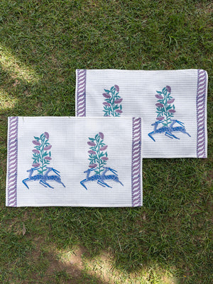 Set of 2 - Harini Block Printed Cotton Hand Towel - Pinklay