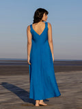 Ibiza Solid Blue Sleeveless Dress - Pinklay