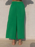 Beth Solid Green Wrap-Around Pants
