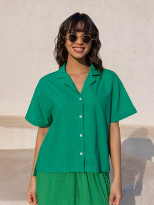 Chelsea Solid Green Cotton Shirt