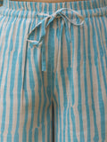Mint Turquoise Stripes Straight Fit Pants - Pinklay