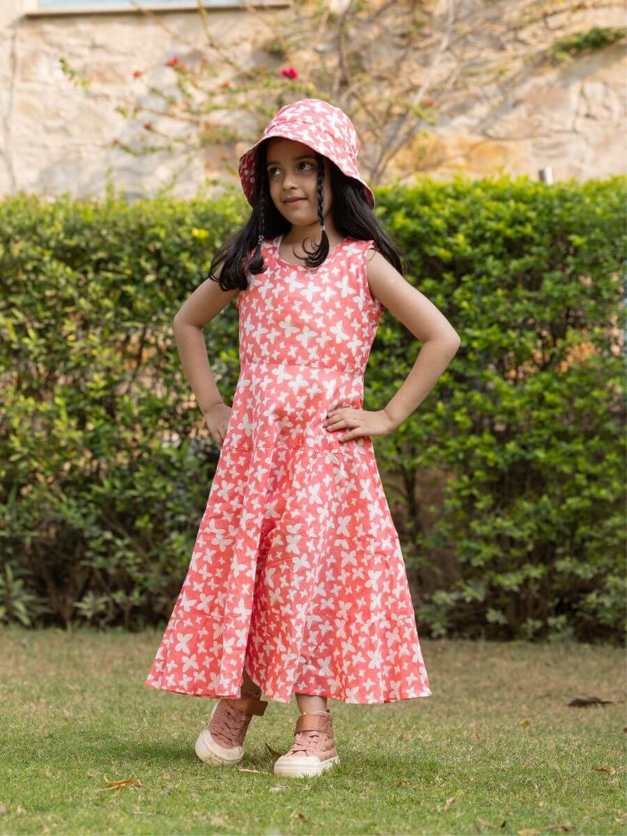 Pink & White Girls Organic Cotton Maxi Dress 6-7Y