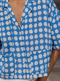 Pacific Blue Polka Modal Shirt Top - Pinklay