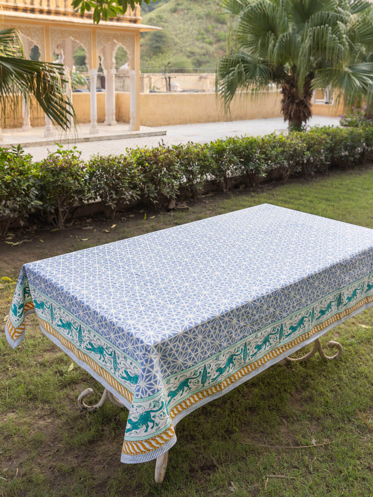 Shaurya Block Printed Cotton Table Cover - Pinklay