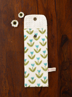 Tiny Tulip Block Printed Toothbrush Travel Pouch - Pinklay