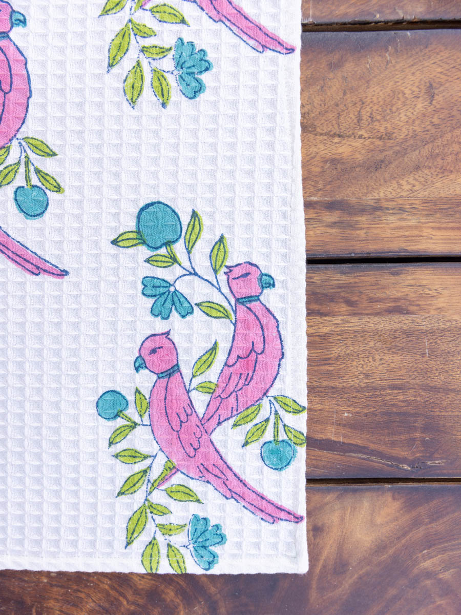 Tota Rani Set of 2 - Tota Rani Block Printed Cotton Hand Towel | Pinklay