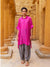 Pink Oversized Asymmetrical Long Shirt with gold detailing 