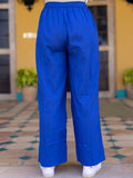 Blue Cotton Slub Palazzo Pants