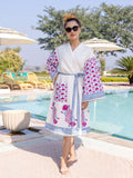 Vriddhi Luxury Block Printed Cotton Bath Robe - Pinklay