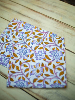 Fields of Sunflower Hand Block Print Cotton Table Napkins - Pinklay