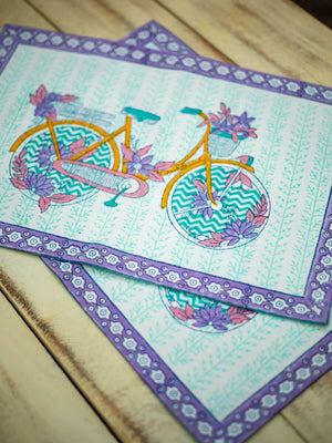Heavenly Ride Hand Block Print Cotton Table Mats - Pinklay