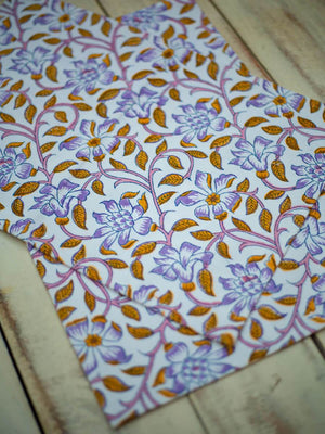 Fields of Sunflower Hand Block Print Cotton Table Mats - Pinklay