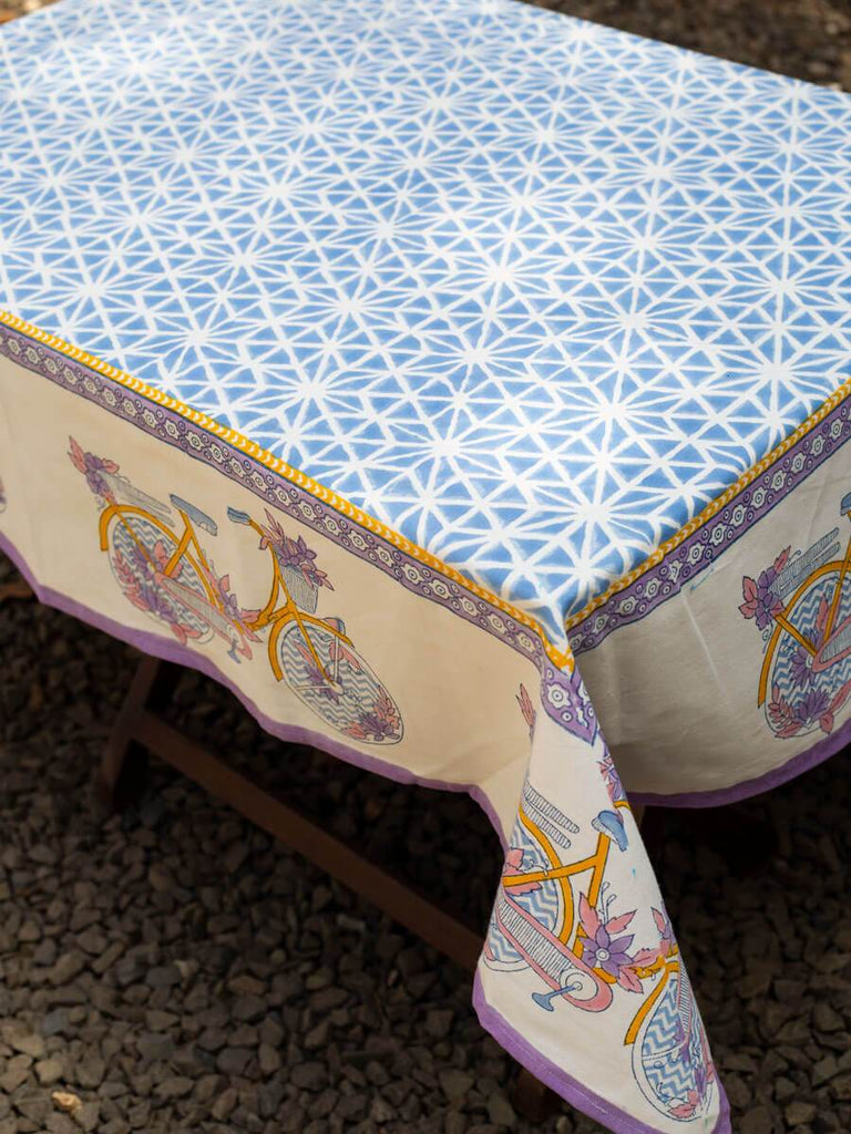 Heavenly Ride Hand Block Print Cotton Table Cover - Pinklay