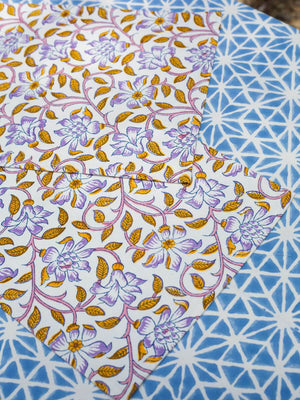 Fields of Sunflower Hand Block Print Cotton Table Mats - Pinklay