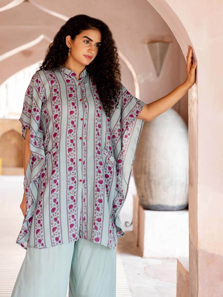 Ambuja Women Hand Block Print Modal Silk Shirt Dress Set– Pinklay