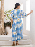 Archie Hand Block Printed Cotton Maxi Dress -Pinklay