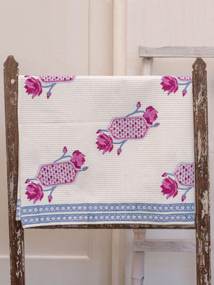 Vriddhi Hand Block Print Cotton Bath Towel- Pinklay