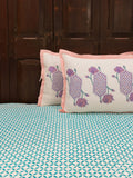 Padma Block Printed Cotton Bedsheet - Pinklay