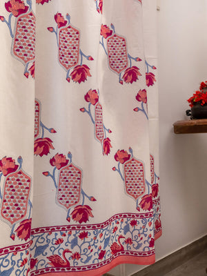 Saroj Hand Block Printed Cotton Curtain - Pinklay