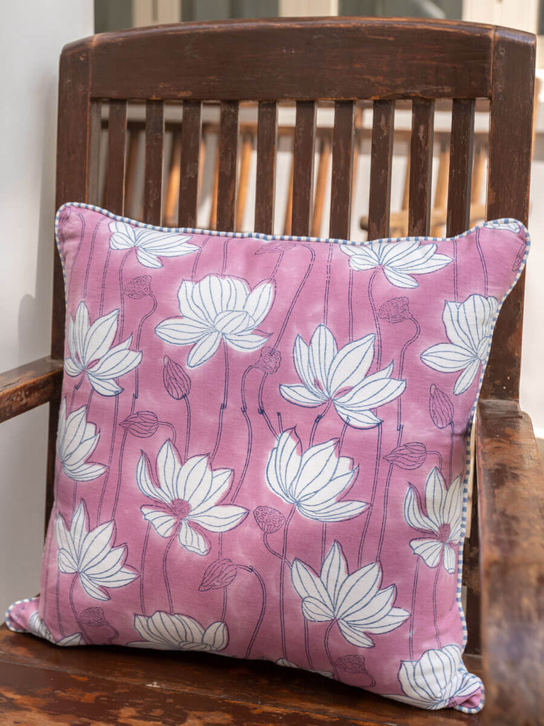 Mystical Lotus Cotton Cushion Cover - Pinklay