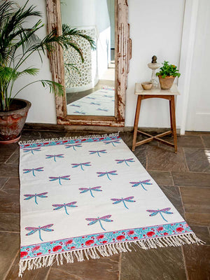 Dragonfly Dhurrie Rug - Pinklay
