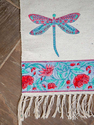 Dragonfly Dhurrie Rug - Pinklay