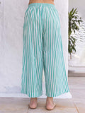 Eden Turquoise Stripes Cotton Palazzo Pants - Pinklay