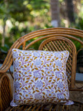Fields of Sunflower Block Printed Cotton Cushion Cover - 16 Inch - Pinklay