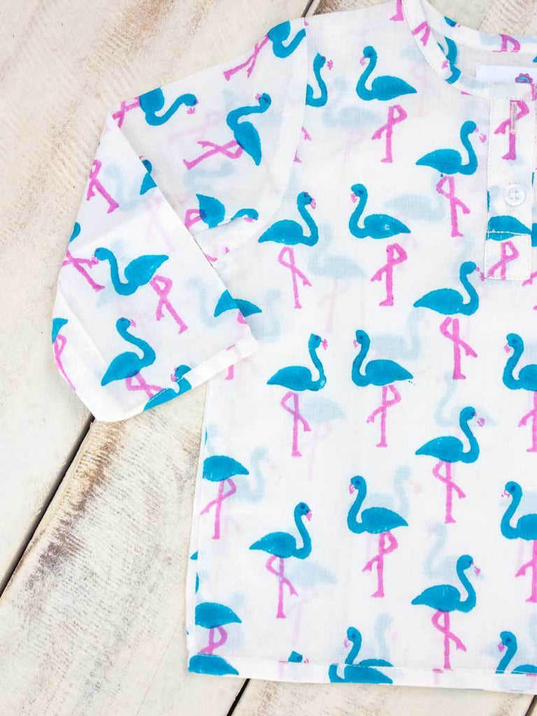 Flamingo Dance Organic Cotton Kurta Kids Clothing