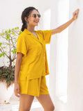 Autumn Solid Yellow Back Slit Shirt - Pinklay