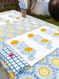 Golden Bloom Block Printed Cotton Table Mat - Pinklay