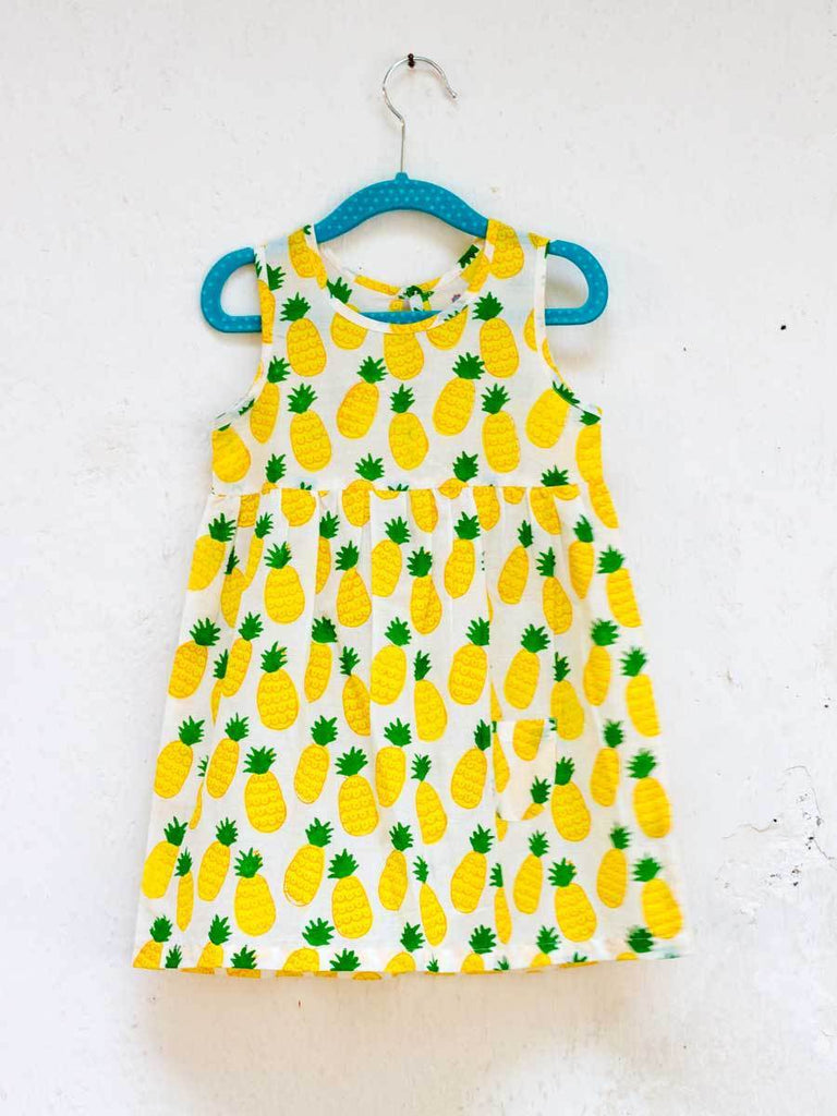 Ananaas Organic Cotton Dress with a Pocket Kids Clothing