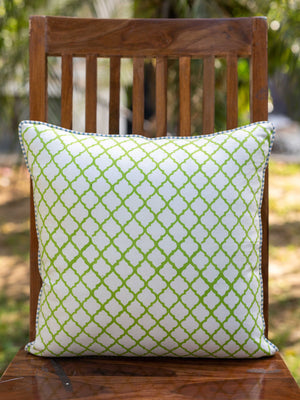 Primrose Block Printed Cotton Cushion Cover - Pinklay