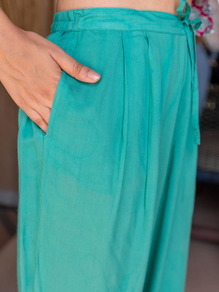 Turquoise Modal Lantern Pants