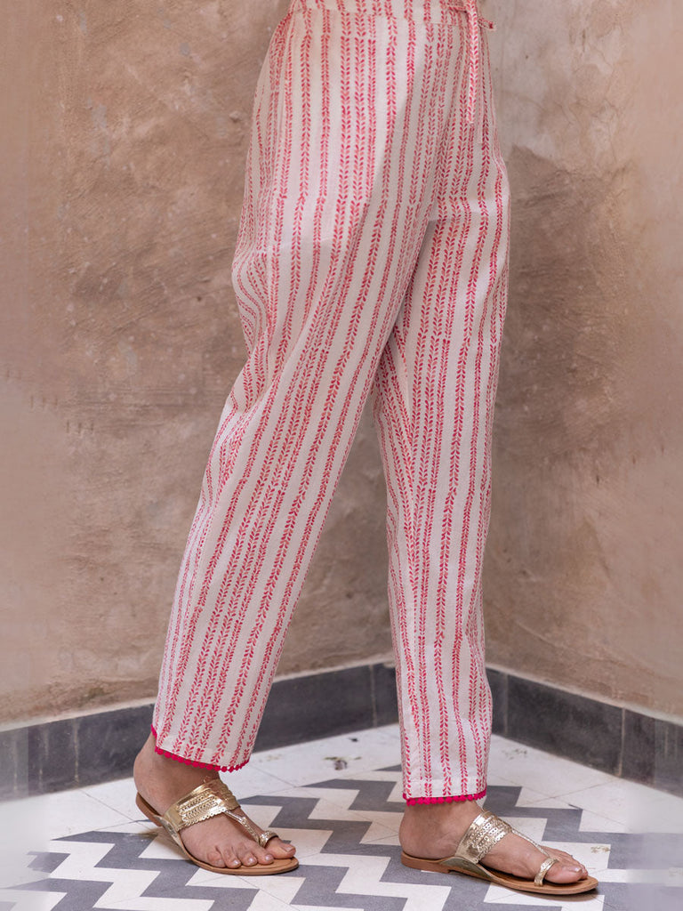 Pink Floral Cotton Trousers | Pinklay