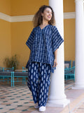 Indigo Meadow Cotton Dabu Hand Block Printed Pants