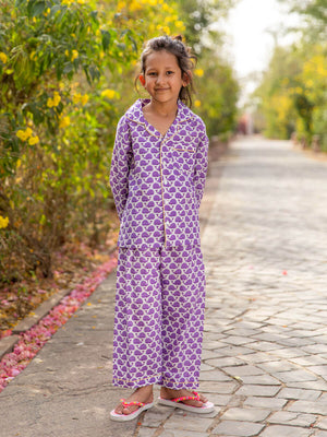 Purple Whale Cotton Pajama Set | Pajama Set