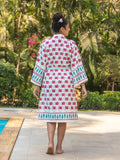 Laila Block Printed Luxury Cotton Bath Robe - Pinklay