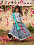 Malhaar Indigo Block Printed Lehanga Set of 4