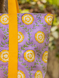 Marigold Field Hand block Printed Tote Bag - Pinklay