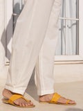 Pearl White Cotton Trousers - Pinklay